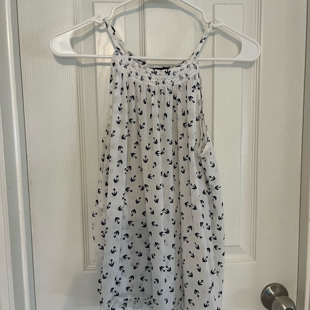 Banana Republic Black and White Smocked Camisole Top